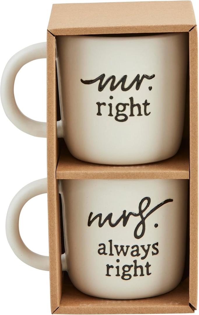 Mud Pie Right Set 16 oz MUGS, White