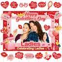 Happy Galentines Day Decorations Photo Booth Props 21 Pcs Happy Galentine's Day Photo Booth Fram Funny Selfie Props Pink for Valentines Ladies Celebrating Ladies Party Supplies and Decorations