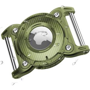 ONEONTA for Airtag Dog Collar Holder | Airtag Dog Waterproof - Airtag Holder for Dog Collar with Removable Metal Loop, Sturdy TPU, Lightweight,Compact Size,Fit 1" Width Collar,Airtag 1st,2nd Gen,Green