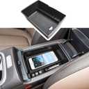 EDBETOS Center Console Organizer Tray Compatible with Hyundai Santa Fe TM 2021 2022 2023 Accessories and Santa Fe SEL 2022 2023 Interior Secondary Armrest Storage Box ABS Insert Tray, Black Trim