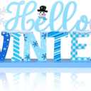 Super Football Party Decorations 2026 Wood Centerpieces 11.7x8.7inch Blue LX Pattern Super Football Centerpieces for Tables Home Office Table Topper Indoor Outdoor