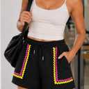 SOFIA'S CHOICE Women Sweat Shorts Athletic High Waisted Drawstring Wide Leg Summer Shorts Black Small (Black, S)