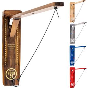 GoSports Hook 21 Wall Mount Ring Swing Game - Play Indoors or Outdoors with Foldable Arm (Brown)