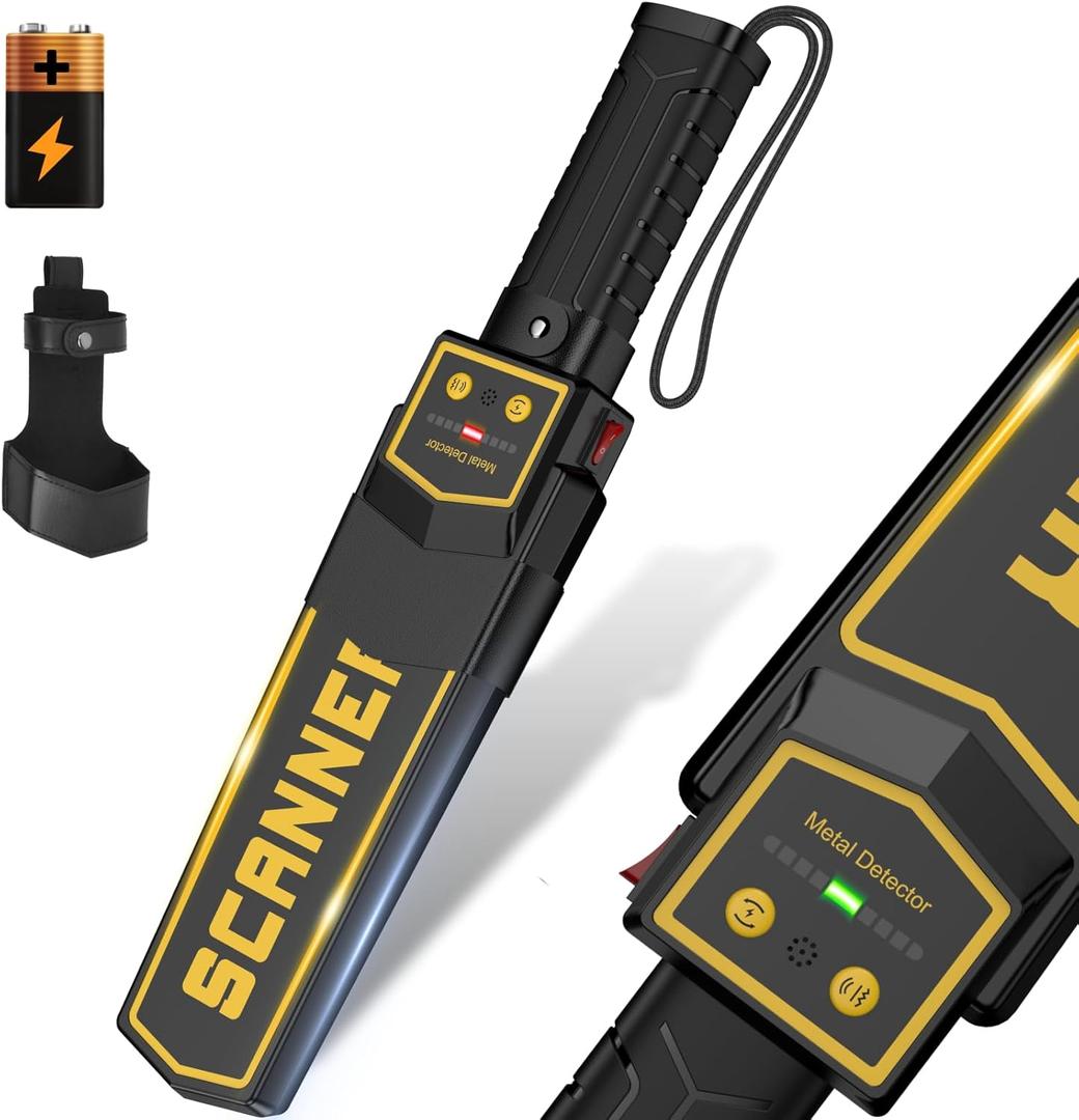 Handheld Metal Detector Wand Security Scanner,High Sensitivity Security Wand Metal Detector,Nail Finder,Metal Detector Wand for Woodworking Built-in 9v Battery Adjustable Sound Vibration Alerts