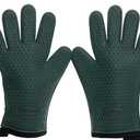 Kitchen perfection Silicone Smoker Oven Gloves -Extreme Heat Resistant BBQ Gloves -Handle Hot Food Right on Your Grill Fryer Pit|Waterproof Oven Mitts( Dark Green)