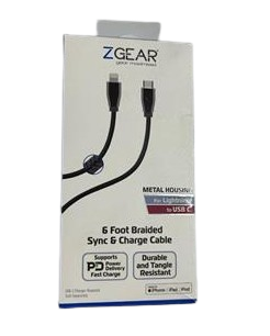 Zgear 6" Braded charge cable For Lightning USB C