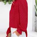 PRETTYGARDEN Lace Long Sleeve Shirts Casual Button Down Going Out Tops Hollow Out Eyelet Blouses 2026 Spring Fashion Clothing(Red,Small) (Red, S)