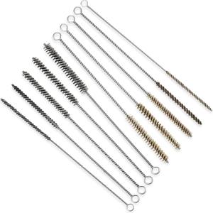 10 Pieces Wire Tube Brushes Bulk for Cleaning Pipe Tube Brass Stainless Steel Round Wire Brush for Auto Parts Christmas, Bottles, Tubes, 5 Sizes(Silver) (Silver Gold)