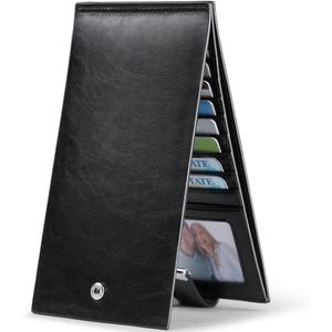 Women's Genuine Leather Credit Card Holder RFID Long Zipper Purse Wallet (2-wax-black)