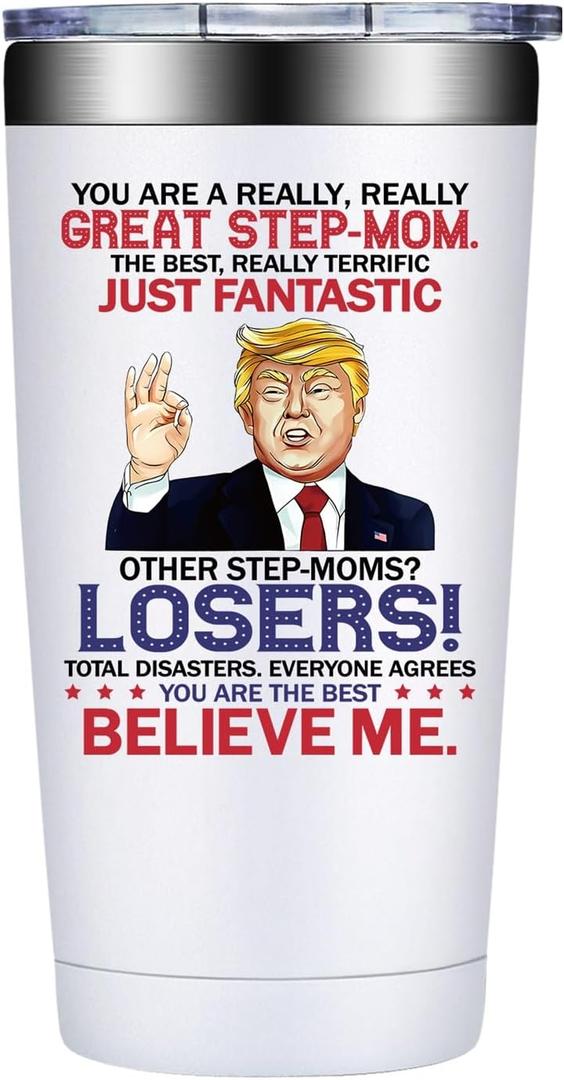 SpenMeta Step Mom Gifts - Bonus Mom Christmas Gift from Son, Daughter - 20oz Funny StepMom Mothers Day Tumbler Cup