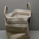 Cotton Rope Laundry Basket Hamper for Clothes Woven Storage Basket for Living Room Bedroom Boho Tall Rope Baskets for Blanket Toys Pillow Towels Baby Nursery Hamper Bin Large brown and white (Regular)