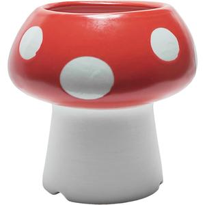 Mushroom Pencil Holder for Desk Cute Pen Holder Decoration Accessories Ceramic Pencil Cup Mushroom Decor Succulent Plant Pot Office School Gift (Red)