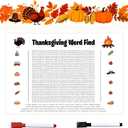 Jumbo Thanksgiving Word Search Poster Giant 36"x24" Wall Game with 50 Words Giant Thanksgiving Word Search Giant Word Search Poster Thanksgiving Game for Family Holiday Party decorations(Thanksgiving)