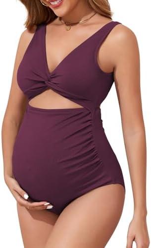Century Star Maternity Swimsuit One Piece for Women Pregnancy Bathing Suit High Waist Maternity Swimwear, XL