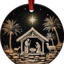 2 x Nativity Christmas Ornaments 2025 - Nativity Scene Ornaments, Catholic Religious Gifts for Men Women, Christian Gift Ideas - Christian Gifts for Women Faith - Ceramic Ornament Xmas Tree Decoration