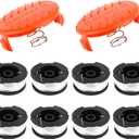 10 Pack Weed Eater String Compatible with Black and Decker 0.065" AF-100 Autofeed Replacement Spools 240ft and Black&Decker String Trimmer Spool Trimmers (8-Line Spool + 2 Cap+2 Spring)