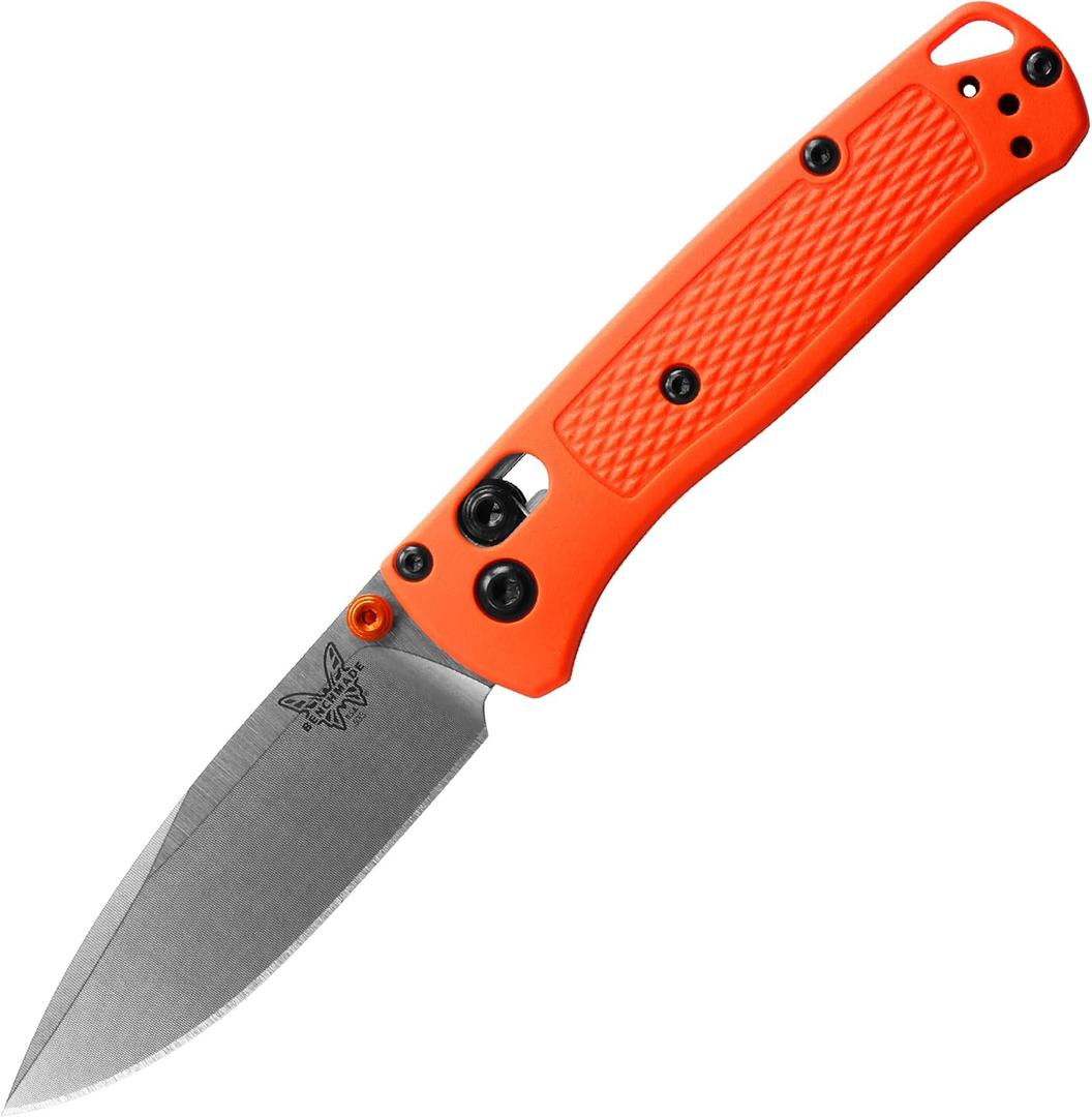 Benchmade - Mini Bugout, Outdoor, EDC Folding Knife, Drop-Point Blade with Orange Grivory Handle (533)