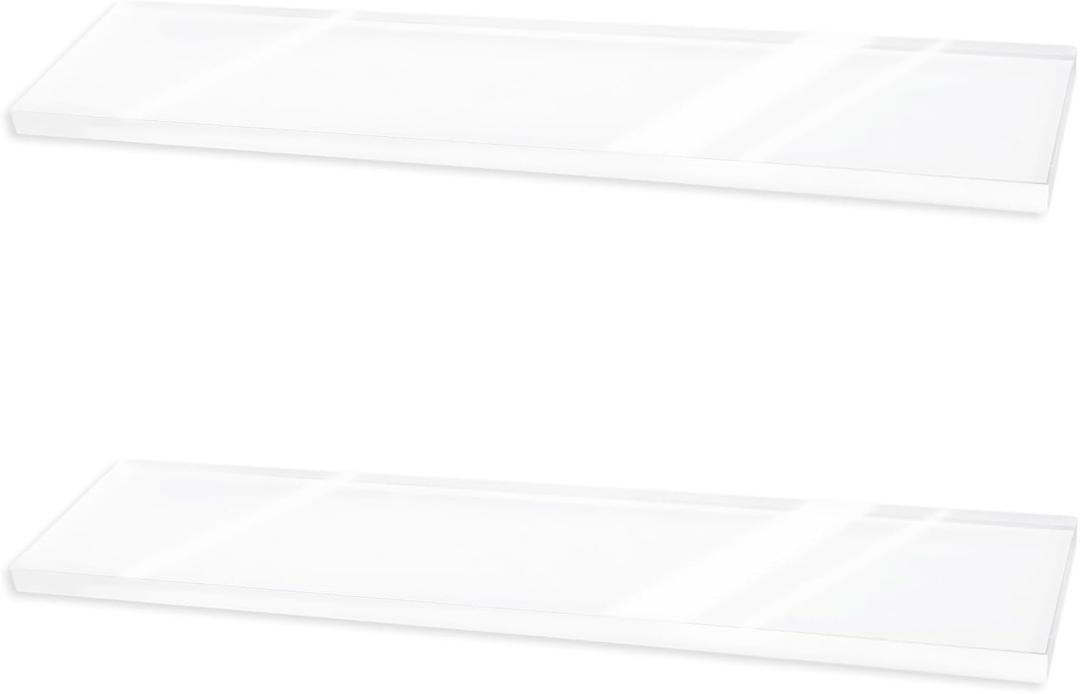 2pcs Clear Medicine Shelves, 13x3in/33x7.6cm Acrylic Wall Mount Medicine Cabinet Replacement Shelf Board for Bathroom Kitchen Living Room Organizer