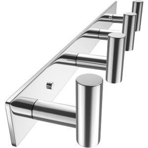 VAEHOLD Hat and Coat Wall Mount Rack - Hooks for Robes, Bags, Keys, and Towels - Bathroom Towel Hanger Organizer (Polished Chrome, T Shape 4 Hooks 1 Pack)