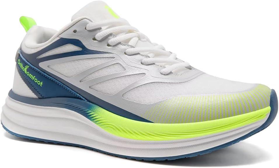 Men's Orthopedic Sports Shoes: Comfort Diabetic Plantar Fasciitis Arch Support Flat Feet Neuropathy Trail Sneakers, Casual Breathable Pain Relief Athletic Tennis Walking Shoes White Blue Size 11.5