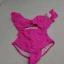 AI'MAGE Women's Ruffle One Piece Swimsuit V Neck Tummy Control Bathing Suits Cutout Backless Swimwear, Medium