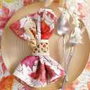 Softalker Fall Dinner Napkins, 17 x 17 Inch Set of 4, Thanksgiving Autumn Harvest Maple Leaf Farmhouse Dinner Napkins for Party Picnic Dinner Decor