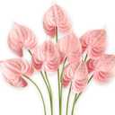 Real Touch Anthurium Artificial Flowers, 8pcs Shabby Blush Faux Tropical Flowers with Stems for Modern Wedding Bouquets, Elegant Centerpieces & Chic Party Decoration