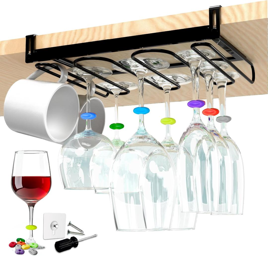 KitchenKlip WGlass Rack Hanging Under Cabinet Stemware Holder | FINAL SALE 42% OFF Limited Stock