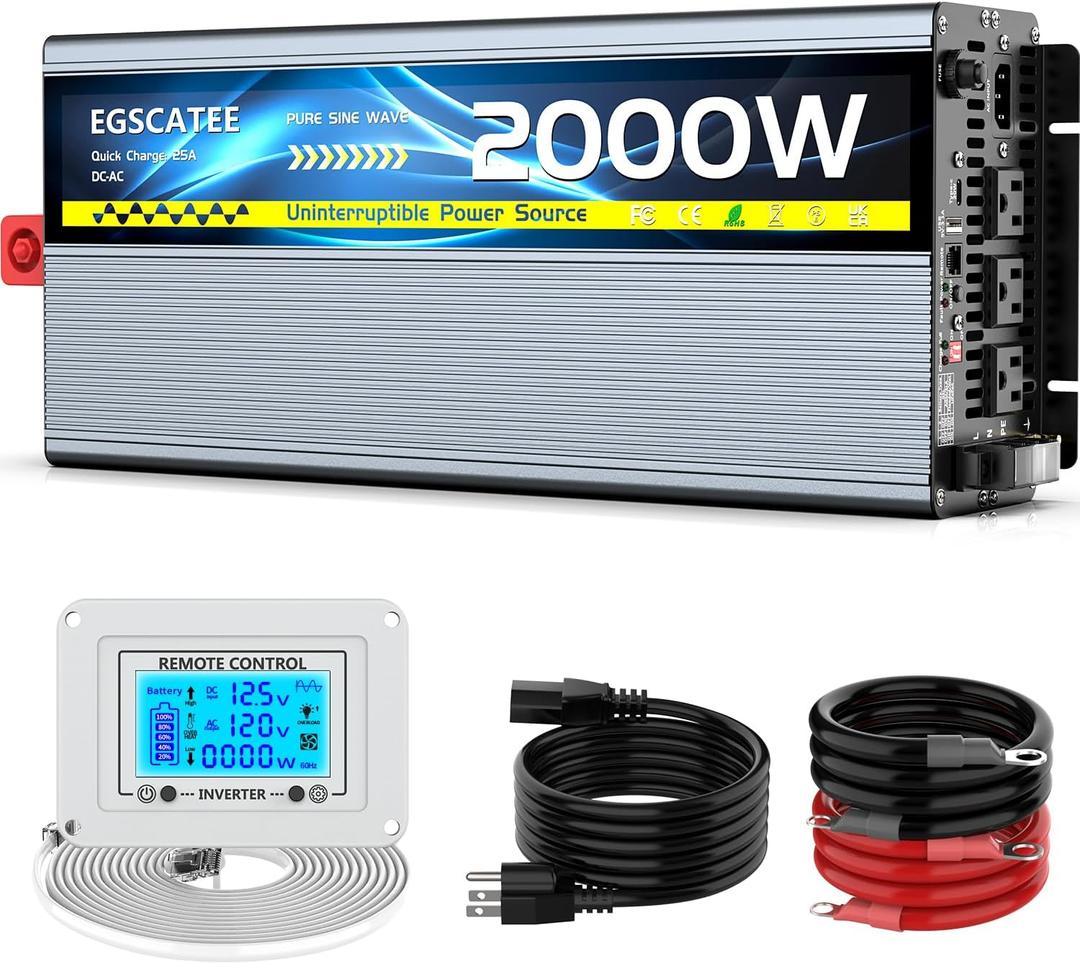 2000W Sump Pump Battery Backup System, Safe Back Up System for Emergency and Power Outage, Sump Pump Backup Power Supply with LCD Screen Remote Controller, Auto Switching