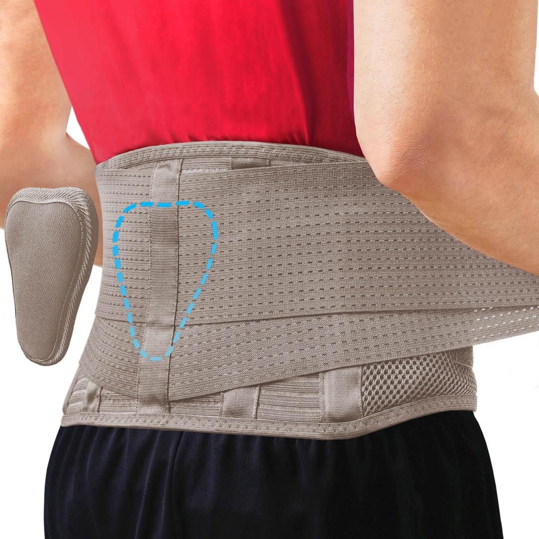 Sparthos Back Brace for Lower Back Pain - Immediate Relief from Sciatica, Herniated Disc - Breathable Design With Lumbar Support Pad - For Men & Women - Fits 3844 Waist (Beige-Medium, Check Sizing) (Medium (Pack of 1))