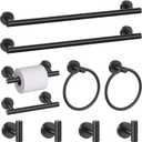 10 Pieces Matte Black Bathroom Hardware Accessories Towel Bar Set Black Towle Racks for Bathroom Wall Mounted Stainless Steel Toilet Paper Holder Towel Holder Kit