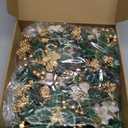 Ceenna Set of 24 Christmas Candle Ring Wreaths with Glass Votive Tealight Holders, Candle Rings and Gold Poinsettia Small Christmas Decor Table Centerpieces Party Ornament