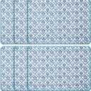 6 Pcs India Block Printed Floral Quilted Placemats 14.5 x 20 Inches Blue Flowers Rectangular Placemats for Kitchens, Dining Table Decorations, Parties, Weddings, Restaurants, Spring, Summer