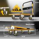 Push Cart Dolly by Wellmax, Moving Platform Hand Truck, Foldable for Easy Storage and 360 Degree Swivel Wheels with 330lb Weight Capacity, Yellow Color