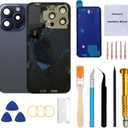 Rear Back Glass Replacement for iPhone 15 Pro 6.1-inches with Reparing Tool Kit and All Necessary Parts (Blue Titanium)