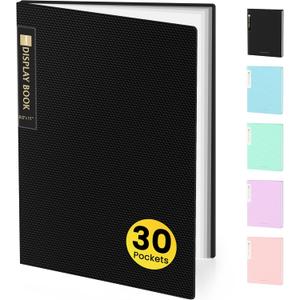 Sooez Binder with Plastic Sleeves 30-Pocket, Displays 60 Pages, 8.5x11 Presentation Folders with Clear Sheet Protectors, Art Portfolio Binder for Certificate & Office Project, Document Organizer (Black)