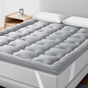 Maxzzz Queen Mattress Topper, Extra Thick Mattress Pad Cover for Back Pain, Mattress Protector for 8-21 Inch Mattress, 1200GSM Down Alternative, 60 * 80 Inches. (Gray)