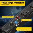 HHSOET 16 Outlet Long Power Strip, 15FT Heavy Duty Power Strip with 4800J Surge Protection, 20a Mountable Wide-Spaced Outlets for Home, Office, Garage & Workshop - ETL Certified (Black)