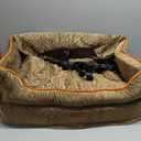 Dog Car Seat for Large/Medium Dogs - Memory Foam Dog Booster Seat for Under 55Lbs or 2 Small Dogs-Detachable and Washable Travel Bed with Thick Cushion and Storage Pockets-Brown