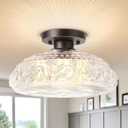11 inch Semi Flush Mount Ceiling Light Fixture, Upgraded Larger Hallway Light Fixtures, Bronze Light Fixture Indoor Hanging Light for Bedroom Bathroom Kitchen Porch, Bulbs Not Included (Coffee)