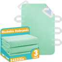 Incontinence Washable Bed Pads with 8 Sturdy Handles, 3452,3 Pack, Positioning Bed Pads for Elderly, Bedridden, Disabled, Transferring,Mattress Protection, Reusable Underpads