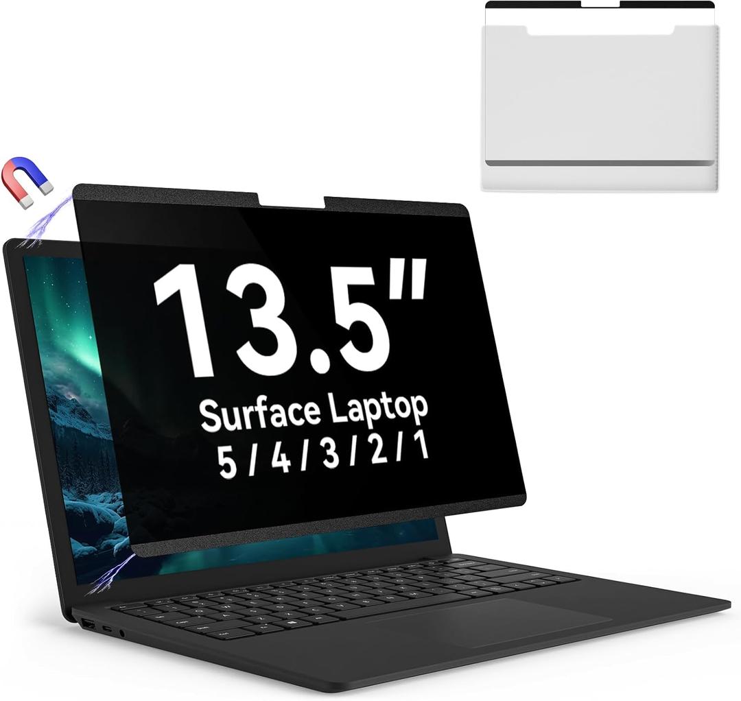 Magnetic 13.5 Inch Surface Laptop Privacy Screen for Microsoft Surface Laptop 5/4/3/2/1, Removable Film Anti-Spy Filter Black Security Protector, Anti Glare Blue Light Shield Matte Screen Guard (13.5 Inch Privacy Screen)