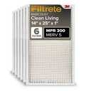 Filtrete 14x 25 x 1AC Furnace Air Filter, MERV 5, MPR 300, Capture Unwanted Particles, 3-Month Pleated 1-Inch Electrostatic Air Cleaning Filter, 6-Pack