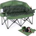 Padded Double Camping Chair Loveseat Oversized Camping Couch, Green