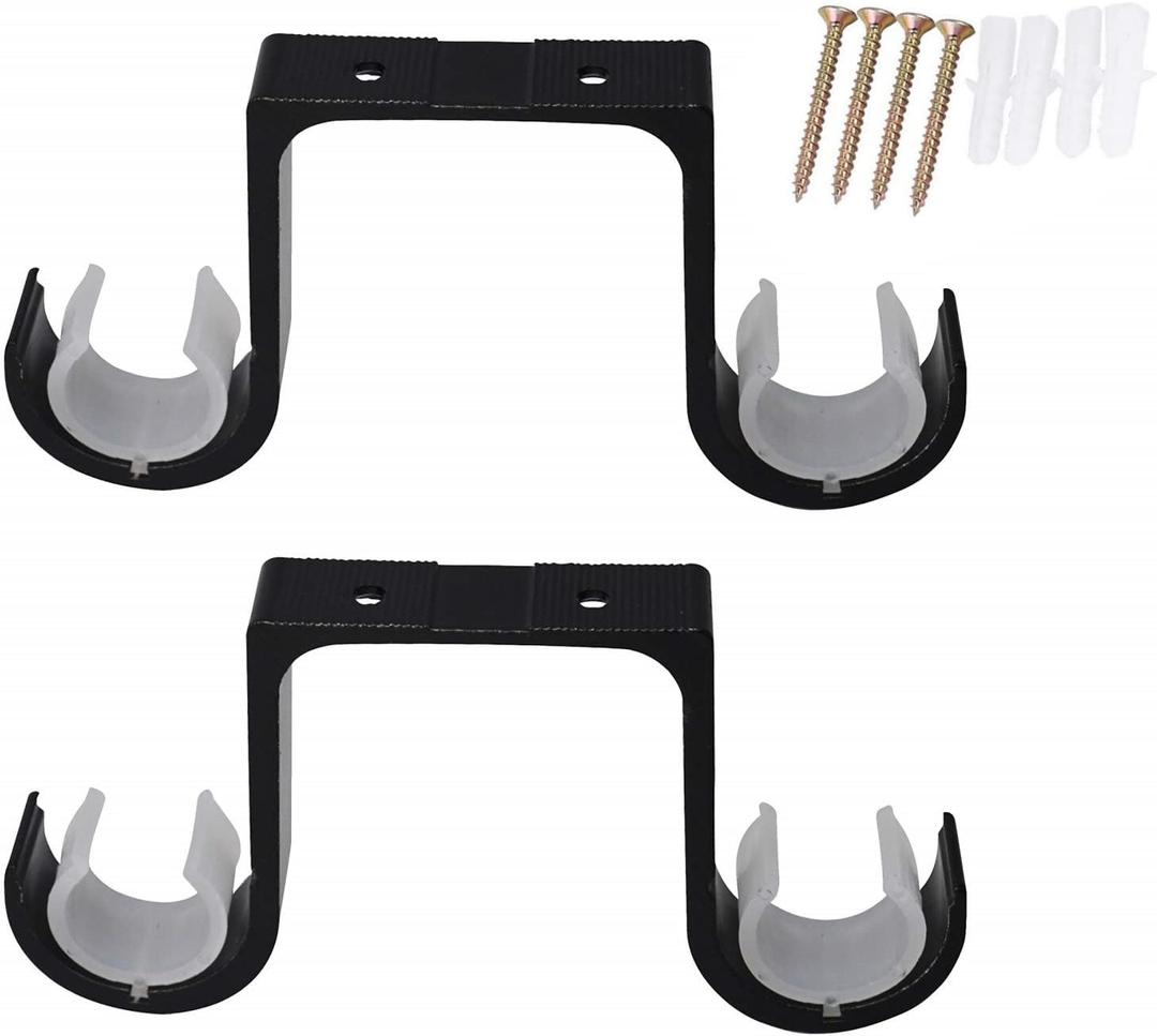 Tiweio Aluminum Alloy Ceiling Mounted Curtain Brackets - 2Pcs, Black