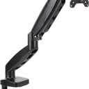 Amazon Basics Gas Spring Single Computer Monitor Arm Mount, Adjustable, Holds up to 27" Monitors, Black