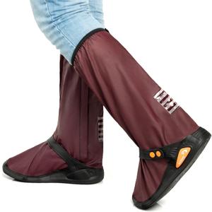 IwIeIaIrI PVC Waterproof Rain Boot Covers with Safety Reflector, Red, L, Large