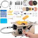 DZQ 69Pcs Accs Mini Table Saw Jewelry Making Polisher w/Flex Shaft Multifunctional Bench Grinder Sander Buffing Machine Woodworking Tool 10,000Rpm 750W