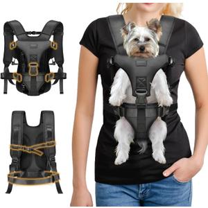 YUDODO Front Pet Carrier Backpack for Small Dogs and Cats, Secure and Breathable Mesh, Ergonomic Support, Adjustable for Walking, Hiking, or Travel (Black M)