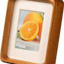 4x6 Picture Frame with 3x4 Mat - Solid Teak Wood Farmhouse Frame, Wall & Tabletop Display for Wedding Photos & Home Décor (4x6,Teak)